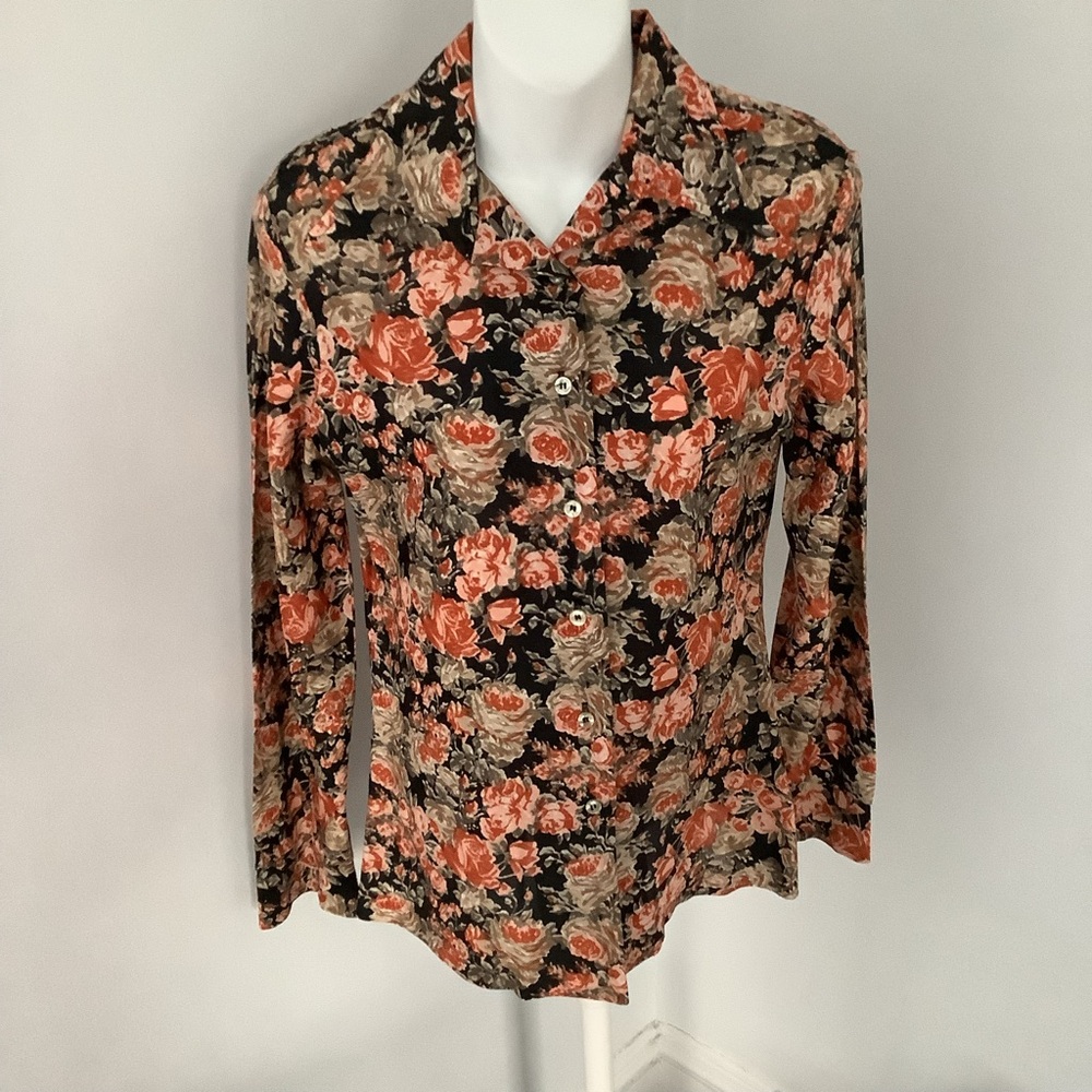 Vintage 1970’s Queen Casuals Floral Buttondown Sz. S